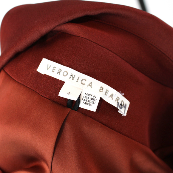 Veronica Beard Satin Sheen Clay Dickey Jacket 4 Single Breasted Acetate Blazer - Picture 7 of 8